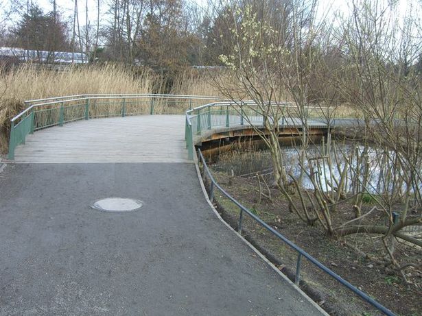 Teichbrücke im NW Abschnitt des Berliner Zoos