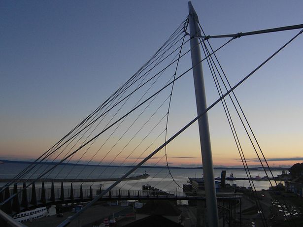 Hafenbrücke Sassnitz in der Dämmerung
