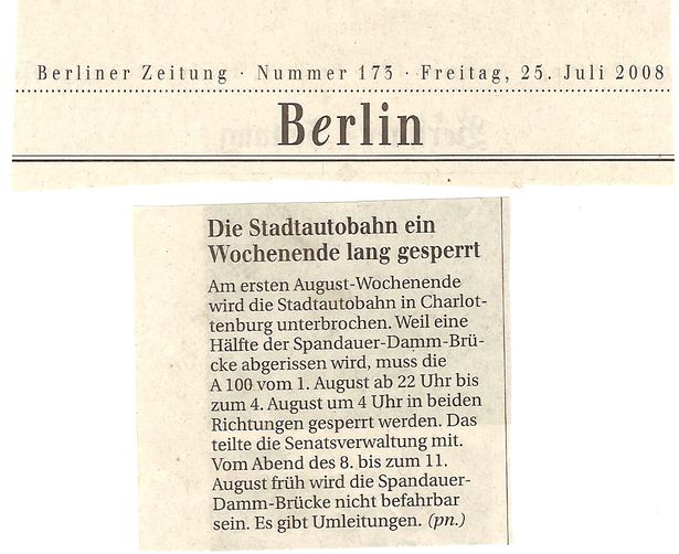 Halbe Brücke wird abgerissen 1.8.- 4.8 08