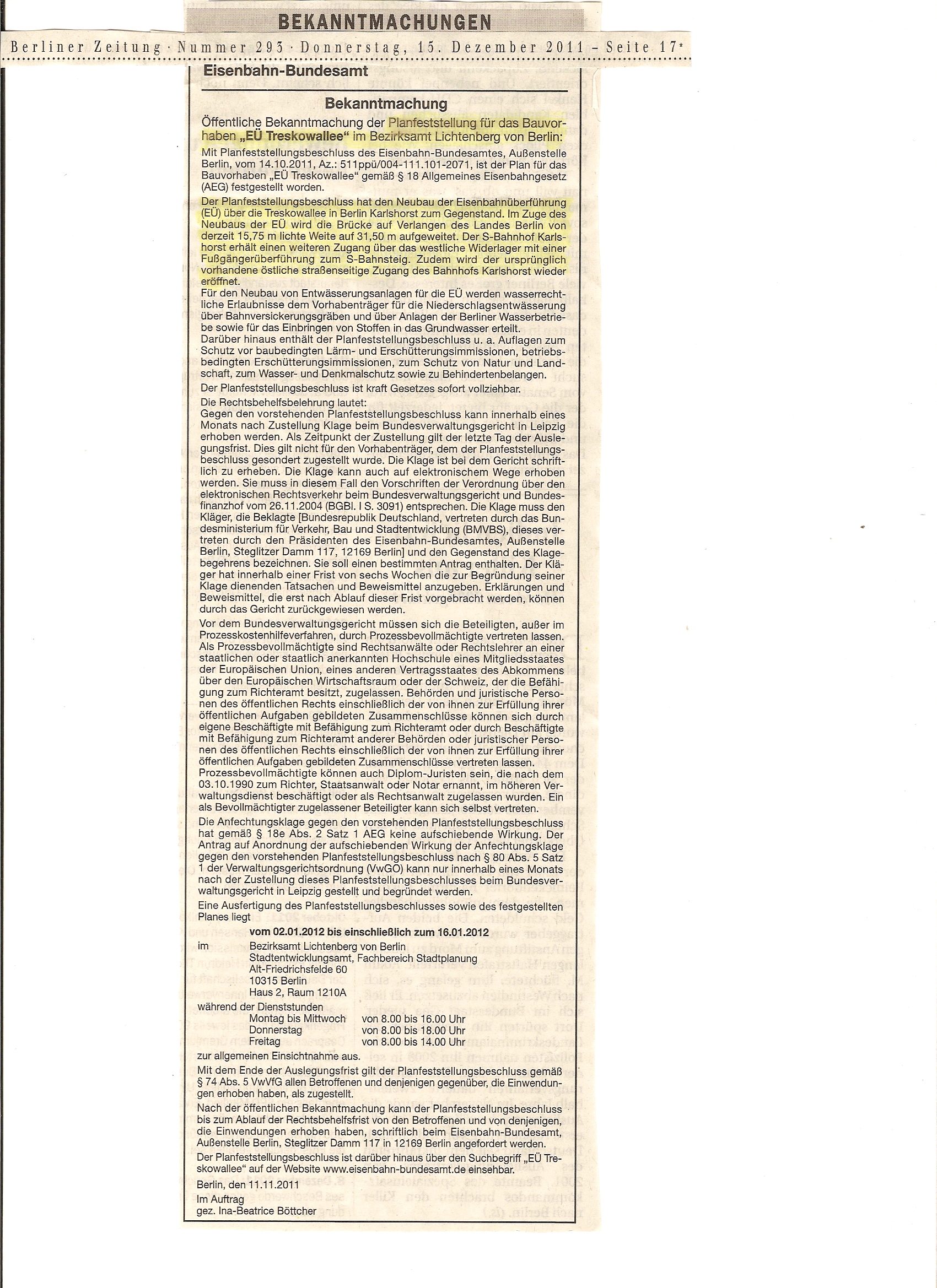 EÜ ü. Treskowallee am Bf Karlshorst