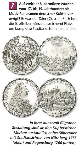 Karlsbrücke gezeigt auf einem Silbertaler innerhalb einer Stadtansicht mit der unteren Karlsbrücke ( Segmentbogen) - die obere hat Korbbögenformen