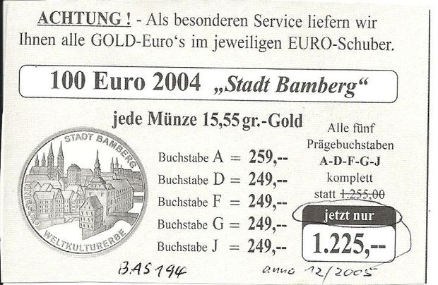 Obere Brücke im Rahmen einer Stadtansicht auf verschiedenen Gold - Euro Münzen