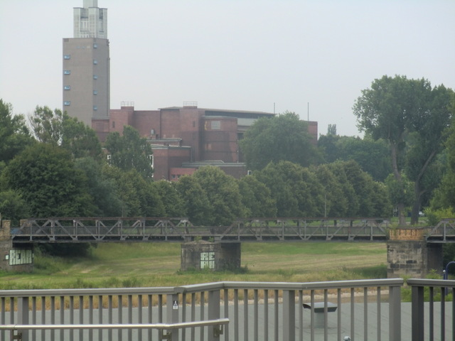 Hubbrücke / Elbe mit Vorlandfelder