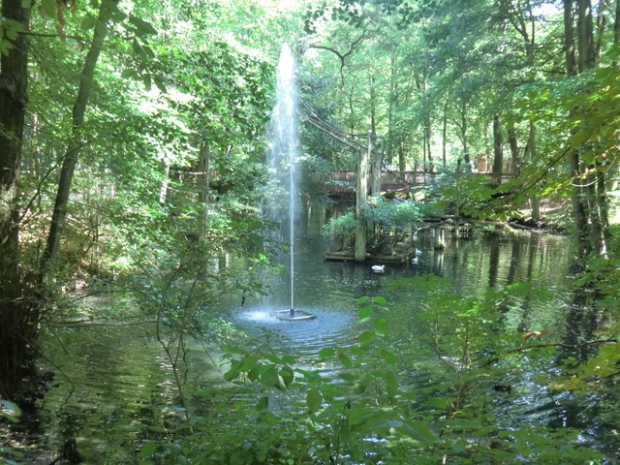 Fußwegbrücke / Teich im Zoo