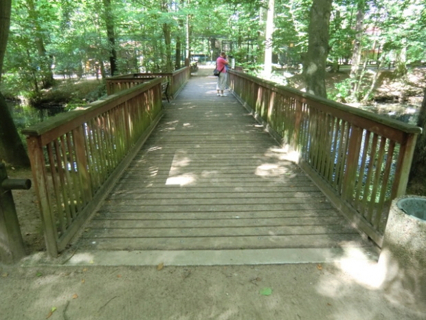 Fußwegbrücke / Teich im Zoo