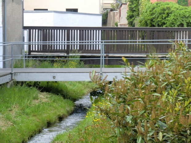 Hofzufahrtbrücke nahe der BAS 72304 / Belziger Bach , im Bildvordergrund