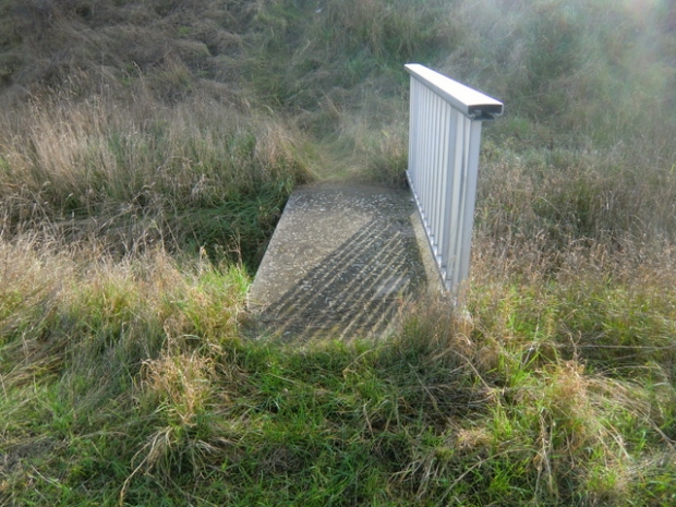Bahnwartungsfußwegbrücke / Graben am Bahndamm