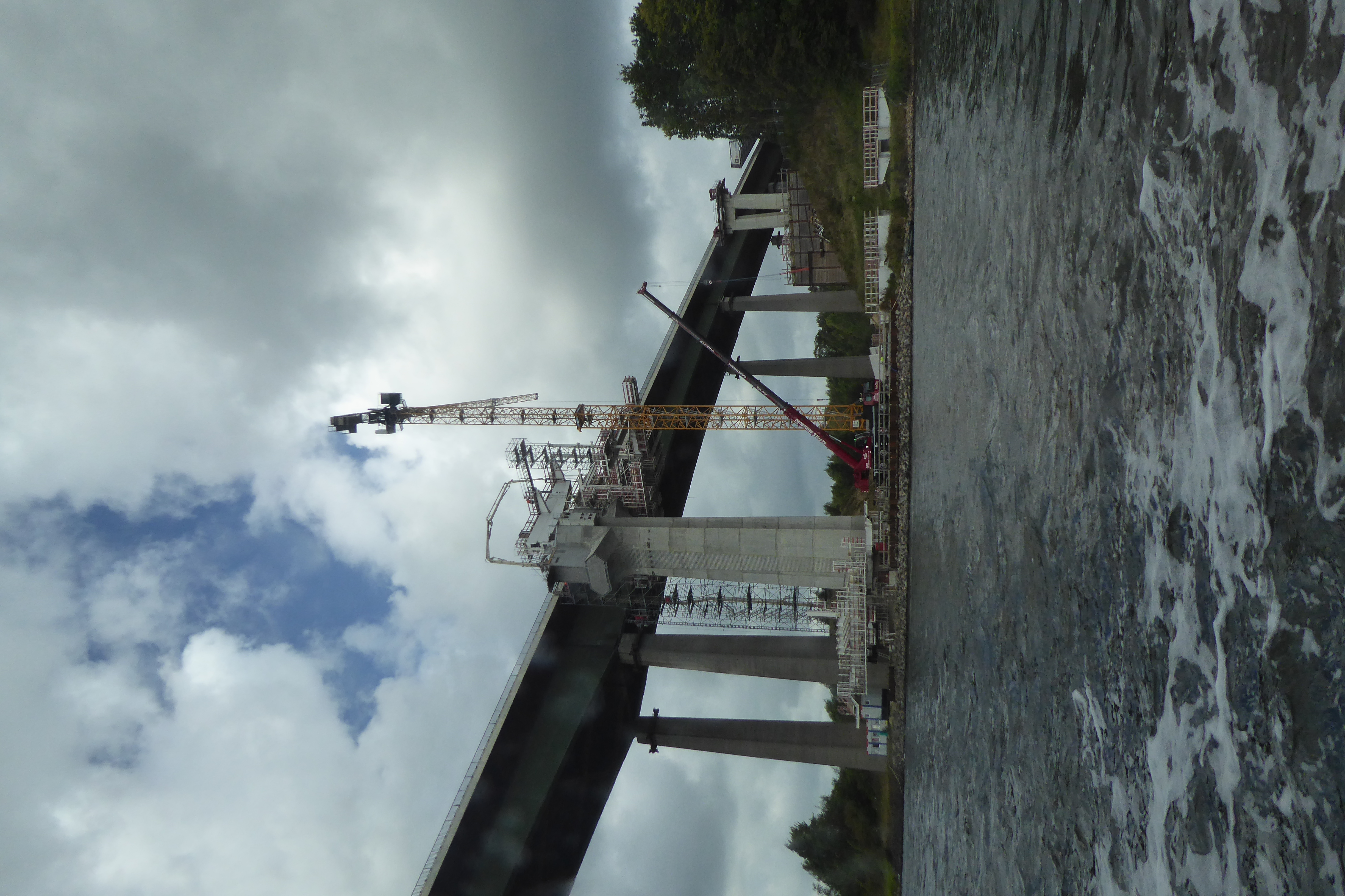 Hochbrücke Rader Insel (Europabrücke) mit Neubau, Blick von Osten