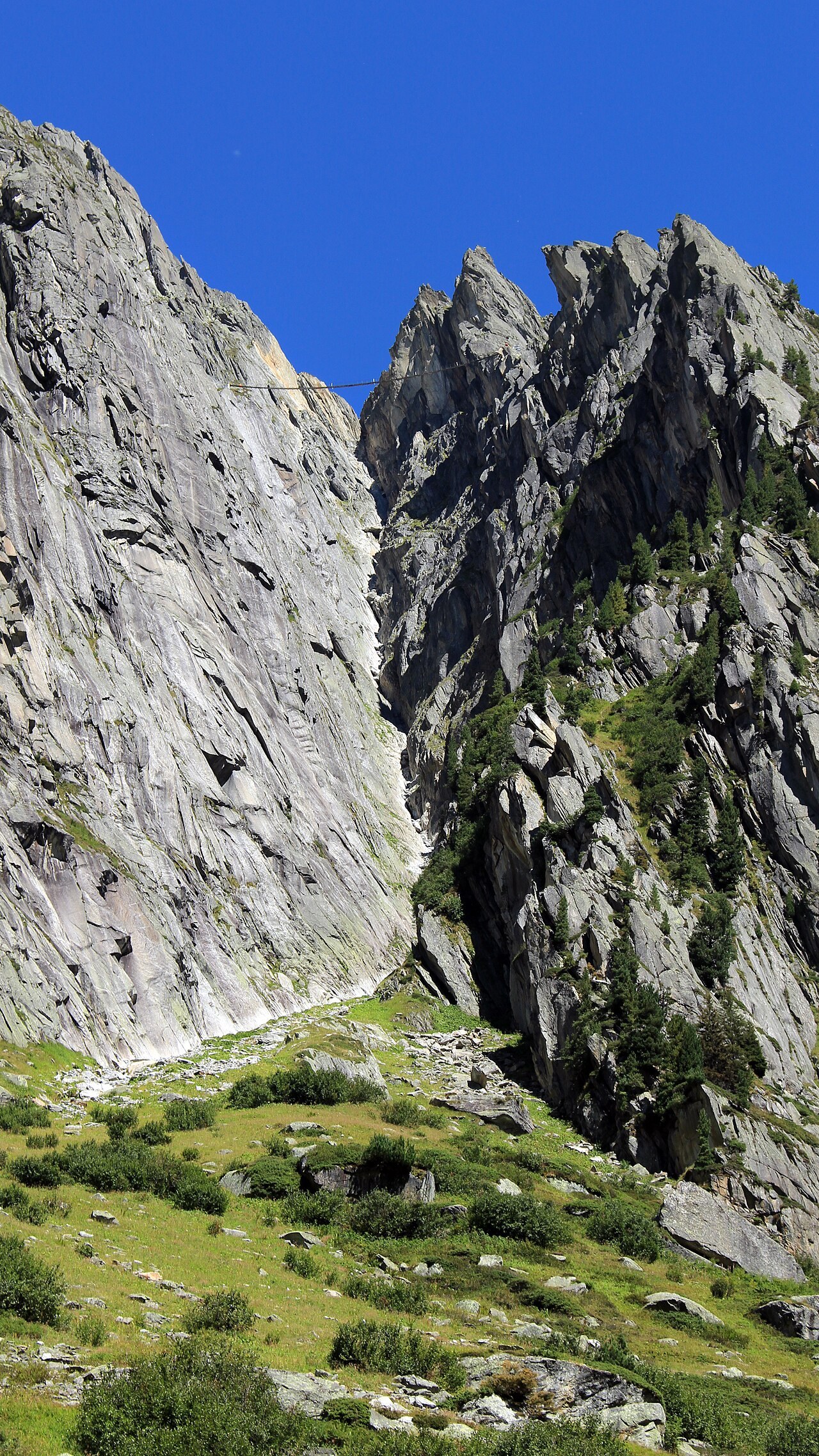 Mit der Hängebrücke am Salbitschijen wurden die beiden SAC Berghütten Salbit und Voralp direkt miteinander verbunden. Der spektakuläre Bergweg führt durch eine wilde Gebirgslandschaft entlang den mächtigen Granit-Türmen des Salbitschijens mit Ausblick auf die Gletscherwelt der Dammakette und des Sustenhornmassives.Die 90 m lange Brücke wurde nach dem Vorbild der Nepalesischen Hängeseilbrücken gebaut.