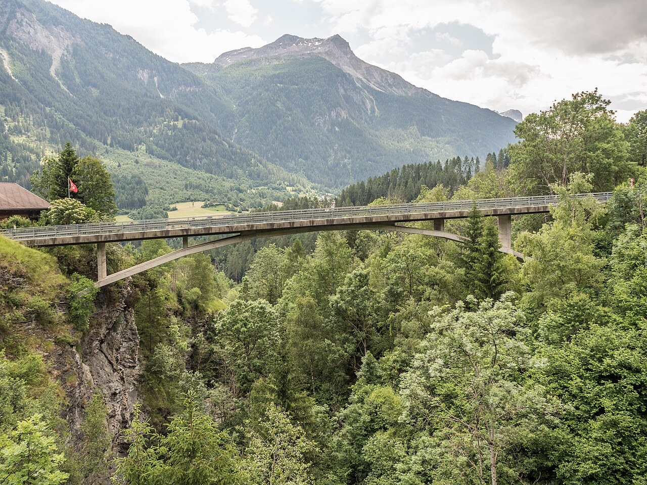 Road Bridge over the Valtschiel Valley, Muntogna da Schons, Canton of Graubünden, Switzerland