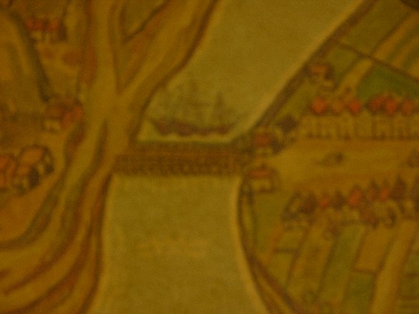 eine frühere Brücke auf einer Karte von 1594