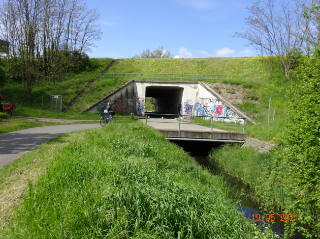 Rohrquerungsbrücke nördlich der A 11 / Panke, im Vordergrund