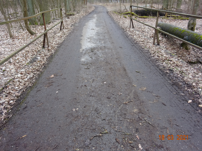 Rohrbrücke im Forst Fredersdorfer Mühlenfließ, rechts im Bild